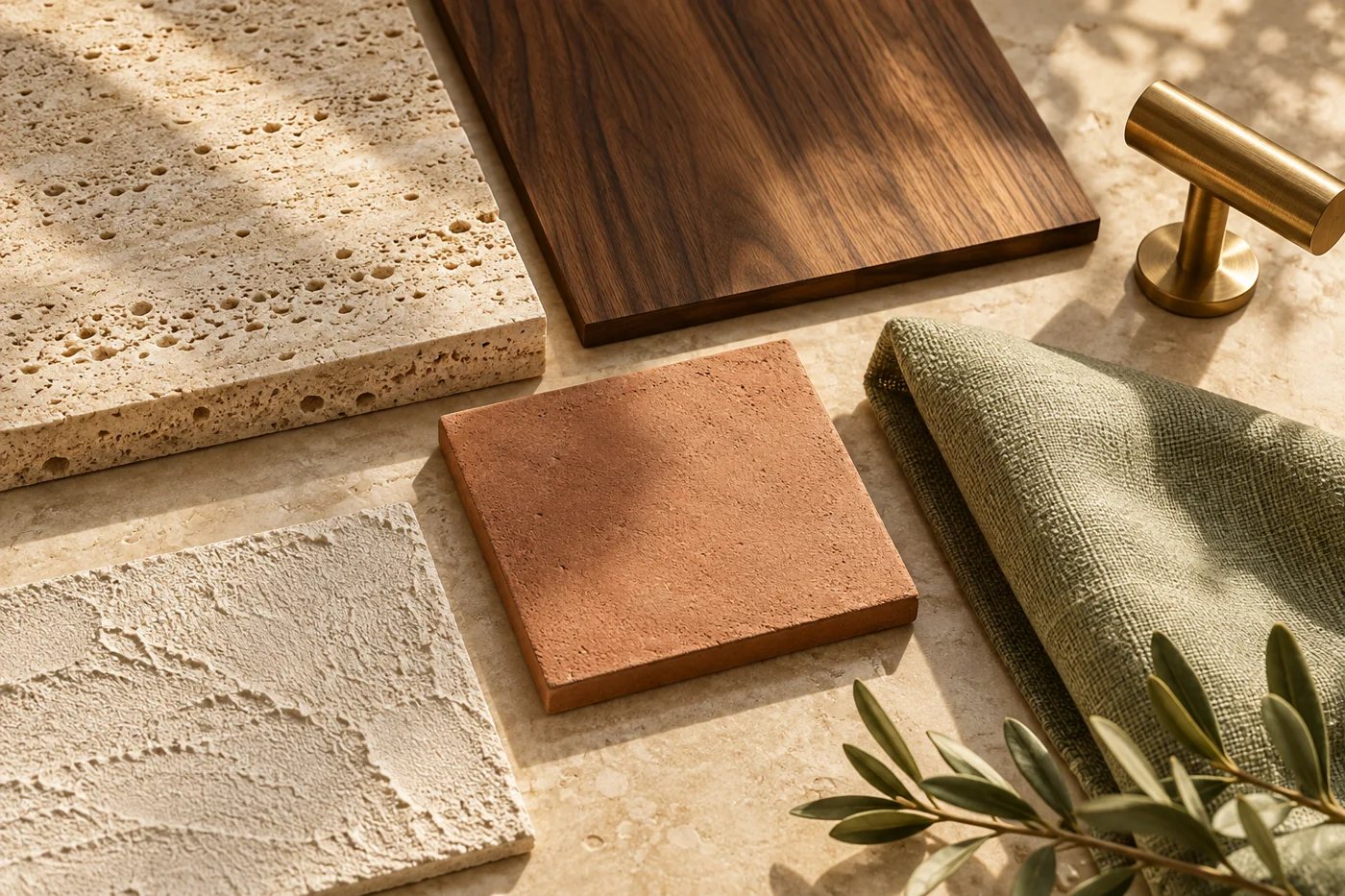 Composición de muestras de materiales y acabados naturales
